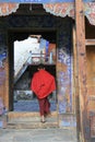 Franchir le seuil (palais de Wangdicholing - Jakar - Bhoutan) Royalty Free Stock Photo